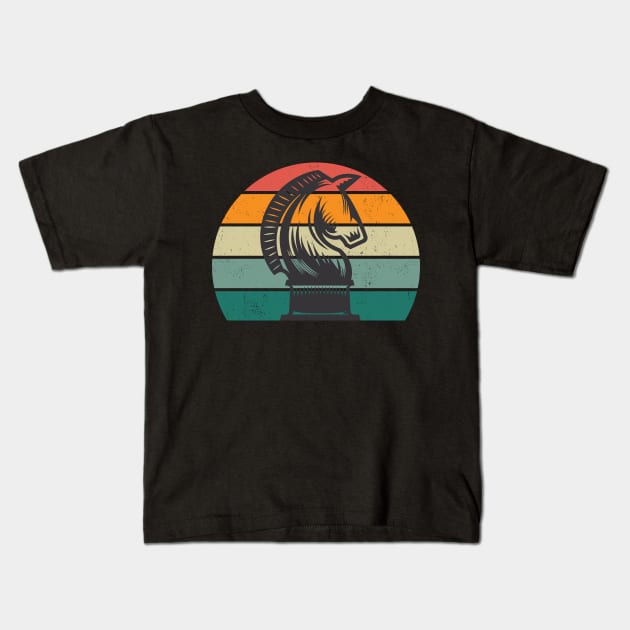 Chess Retro Sunset Kids T-Shirt by A&A